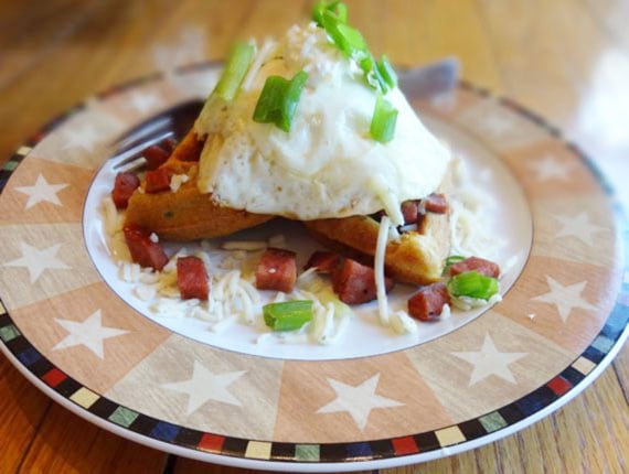 Williams Jalapeno Waffle Stack with Chorizo and Pepper Jack – Duke's Mayo