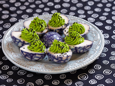 Spooky Spiderweb Deviled Eggs