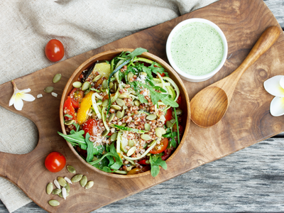 Garden Harvest Salad with Green Goddess Dressing